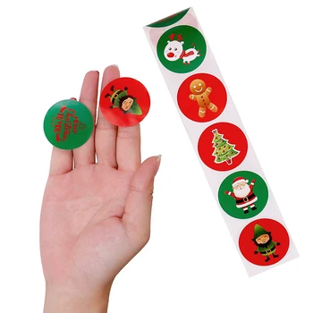 

500pcs Round 4 Designs Merry Christmas Thank You Sticker Seal Envelope Card Labels Gift Package Scrapbooking Decoration hot sale