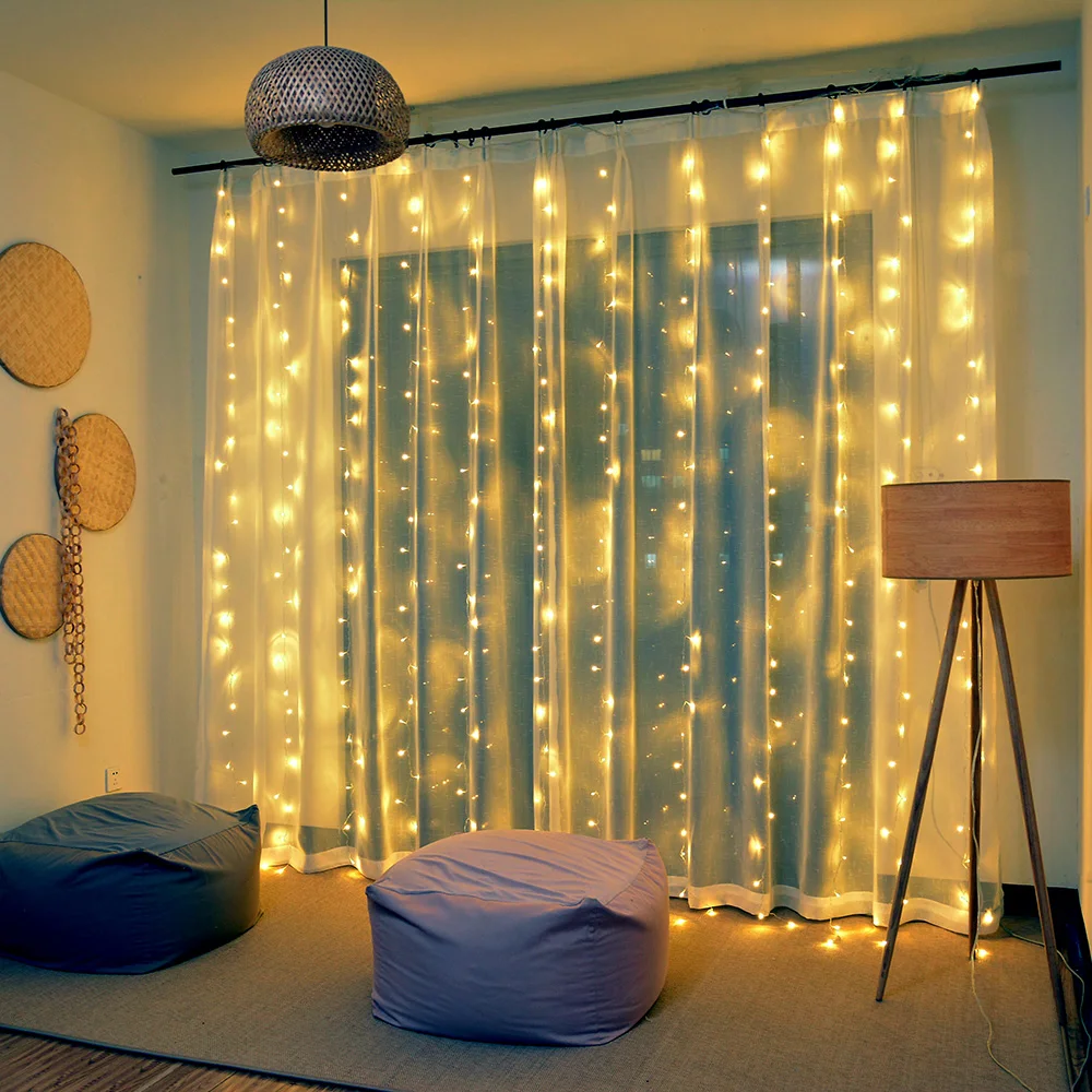

3m LED Music Control Curtain Filament Festival Birthday Celebrating Adornment Night Remote USB Light Strings