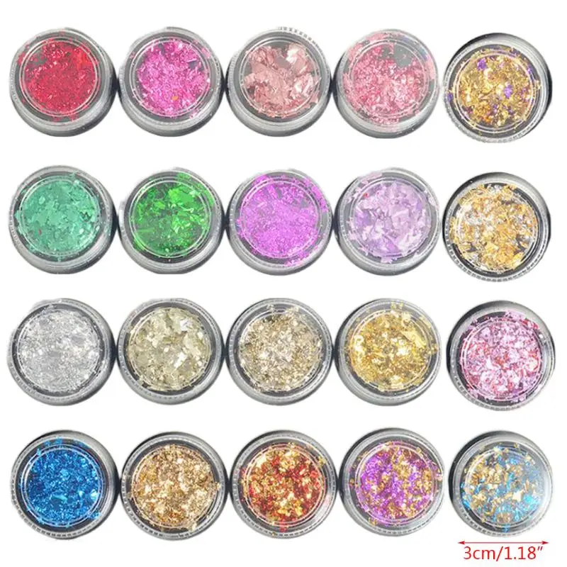 20 Colors/SetNail Art Color Glitter Paper Sheet Flake Irregular Foil Paillette Chip DIY Fingers Decoration Sticker Manicure Tool | Украшения