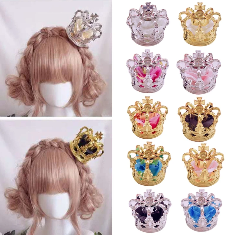 

Lolita Princess 3D Tiara Crown Luxuries Artificial Rose Flower Cosplay Headdress Hair Accessories with Clips Ribbon O06 21