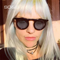 SO&EI Vintage Round Men Sunglasses Brand Designer Jelly Color Frame Eyewear Women Fashion Outdoor Shade Sun Glasses Oculos UV400