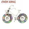 CINDY XIANG Elegance Ancient Silver Bike Shape Brooches Men And Women Unisex Creative Bicycle Brooch Pins Enamel Wheels Jewelry ► Photo 1/6