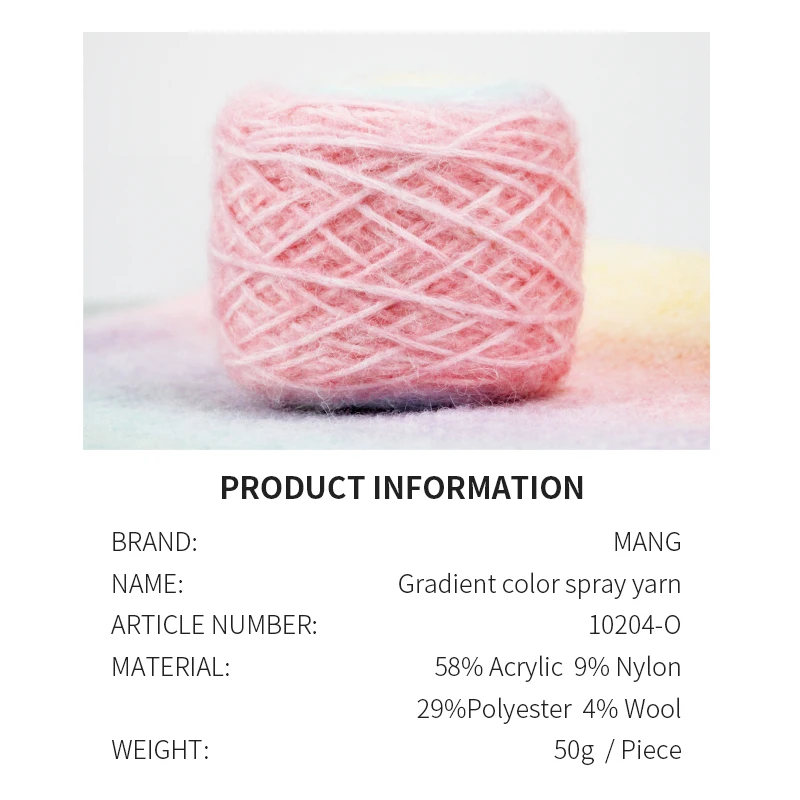MANG 50g 1Pc Special Gradient Color Soft Hand Knitting Crochet Spray Yarn Thick Thread For Baby Lady Scarf Sweater Glove Bag DIY 6