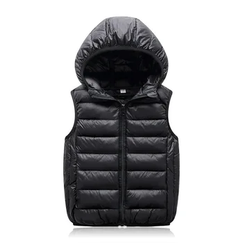 

2020 Autumn Winter Children Vest Hooded Boy Sleeveless Jacket 2-12 Years Kid Teenage Girls Outwear Toddler Baby Waistcoat