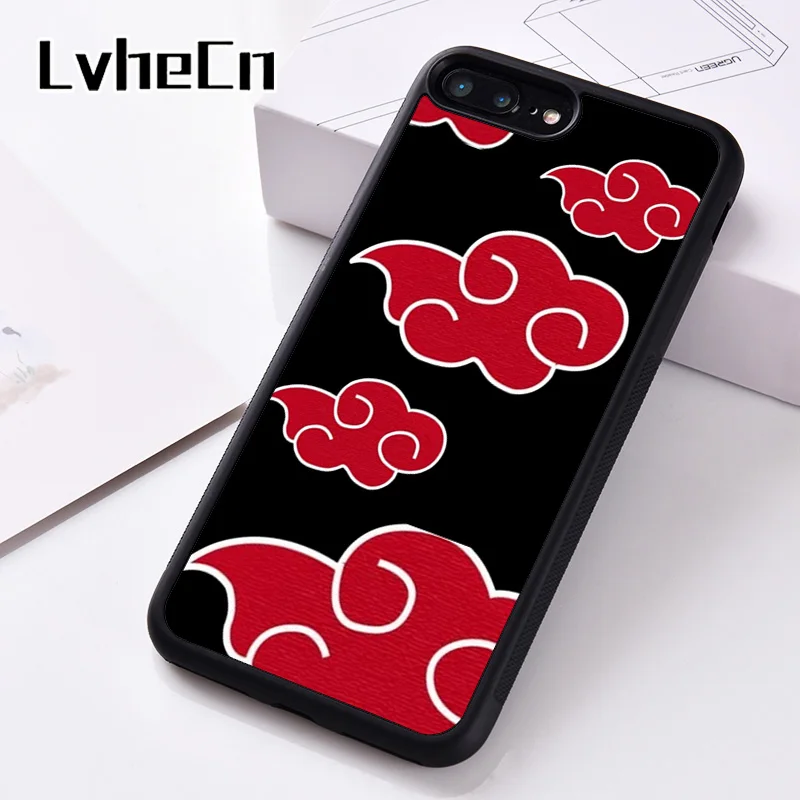 LvheCn Silicone Phone Case Cover For iPhone 6 6S 7 8 Plus 5 5S SE X XS XR 11 PRO MAX Akatsuki Pattern Clouds | Мобильные телефоны и