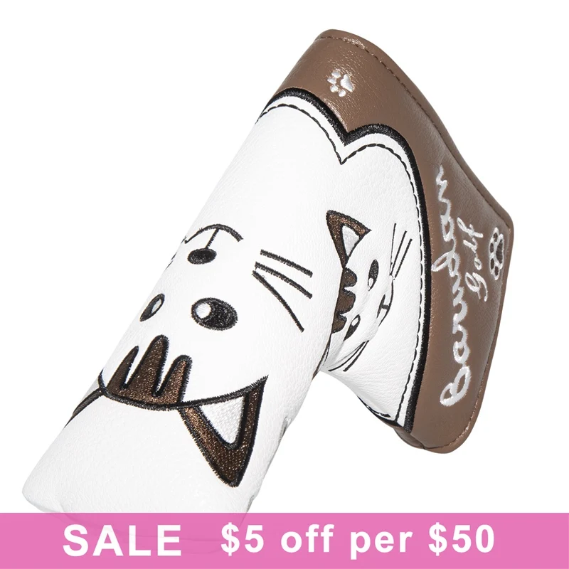 

Golf Putter Cover Cute Cat Golf Blade Putter Headcovers Golf Club Head Cover PU Leather Magnetic Free Shipping