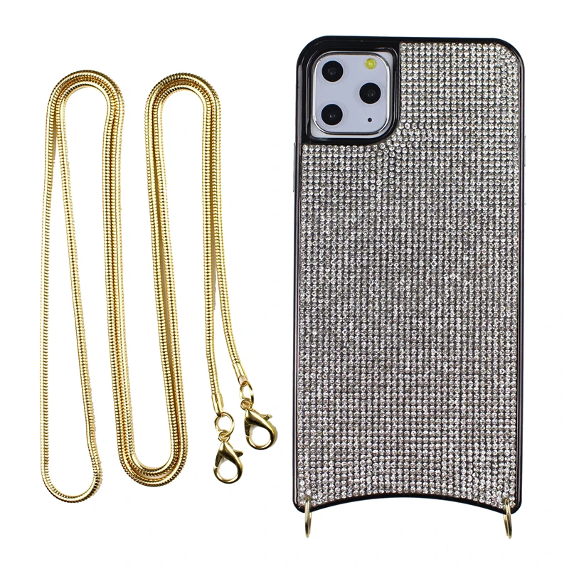 Ретро роскошный Алмазный противоударный чехол для телефона для iphone 11promax чехол для iphone X 7 8 Plus задняя крышка чехол s с металлической веревкой - Цвет: Черный