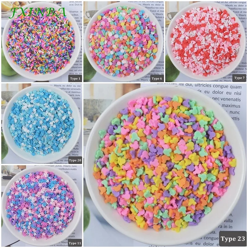 

FXINBA 100g Fimo Addition Sprinkles Slices Slime Supplies DIY Decoration Fake Cake Dessert Sprinkles Clay Mud Particles Toys
