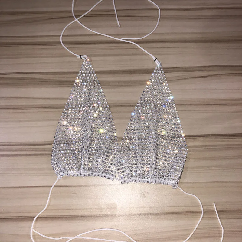 White-Bra Stonefans сексуальное нижнее белье бикини с цепочкой комплект ювелирных изделий для женщин роскошный купальник кристалл бюстгальтер и трусики Эротическое нижнее белье набор - Окраска металла: White-Bra