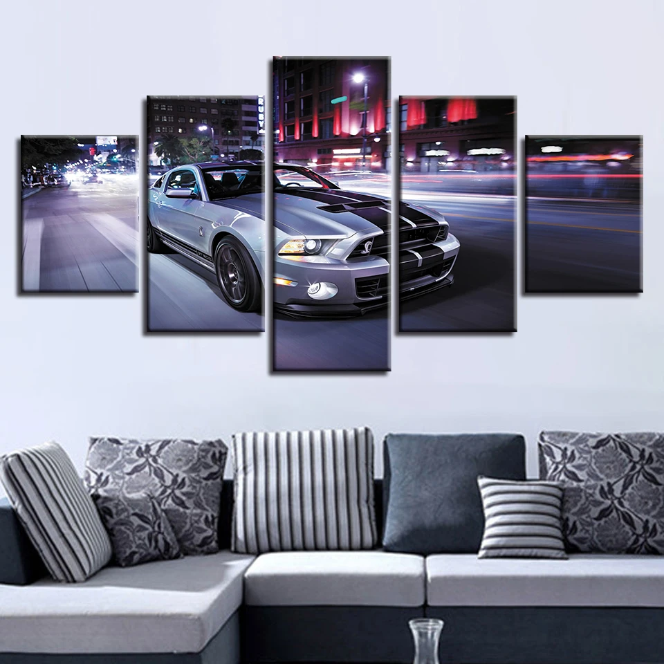 

Home Decor Canvas Printed Living Room HD Modern 5 Panel Sports Car Landscape Pictures Painting Wall Art Modular Poster Frame