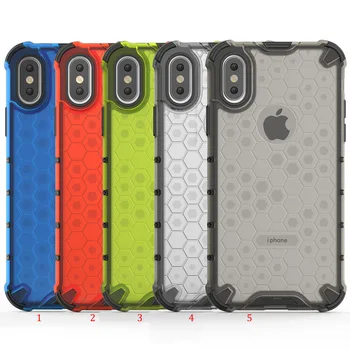 

50pcs/lot Honeycomb Series Cover For iPhone XS Max XR Anti-Shock PC+TPU Hybrid Case For iPhone 8 Plus 7 Plus 6S Plus