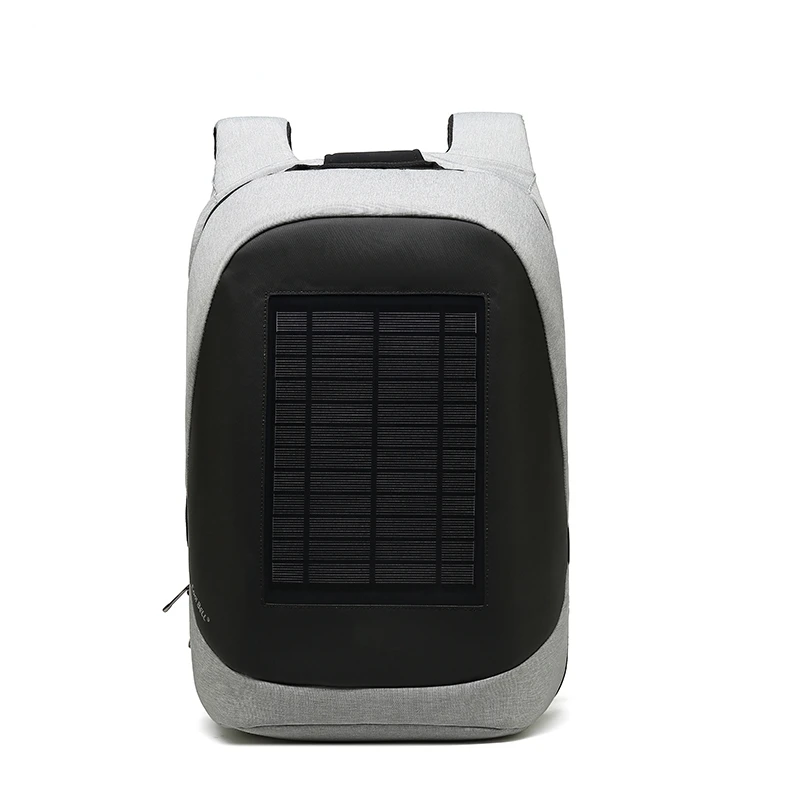 Многофункциональный рюкзак с зарядкой от солнечной энергии, мужской водонепроницаемый рюкзак с защитой от воровства, 15,6 дюймов, usb зарядка, рюкзак для ноутбука, дорожные сумки - Цвет: Серый