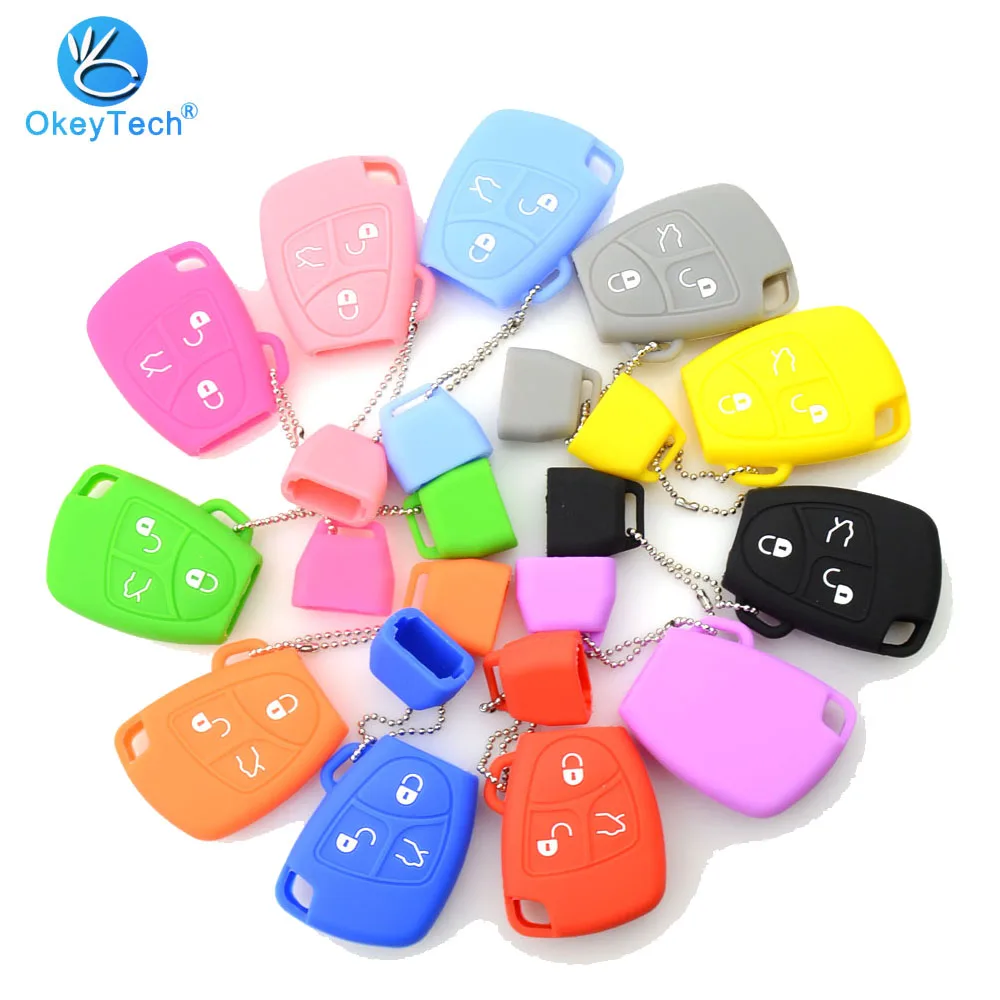 

OkeyTech 3 Buttons Smart Card Key Remote Car Key cover case Replacement Fob for Mercedes Benz B C E ML S CLK CL Class auto key