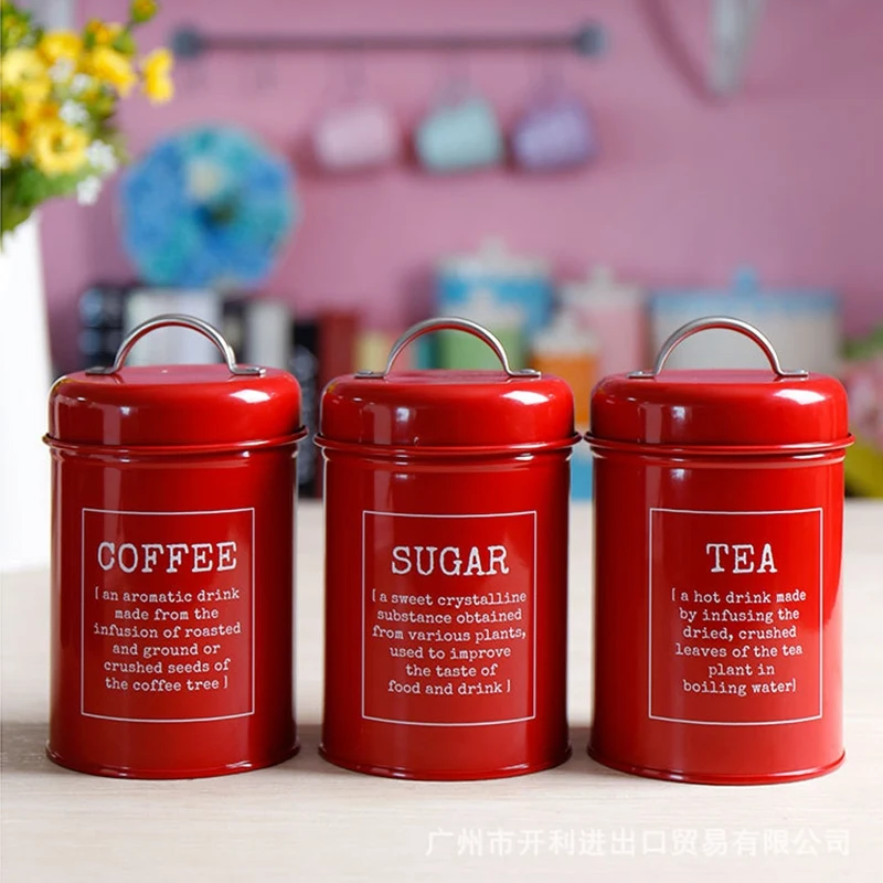  3Pcs/Set Storage Tank Cover Kitchen Utensils Multifunction Sugar Tea Coffee Box Case Household Food - 4000608563588