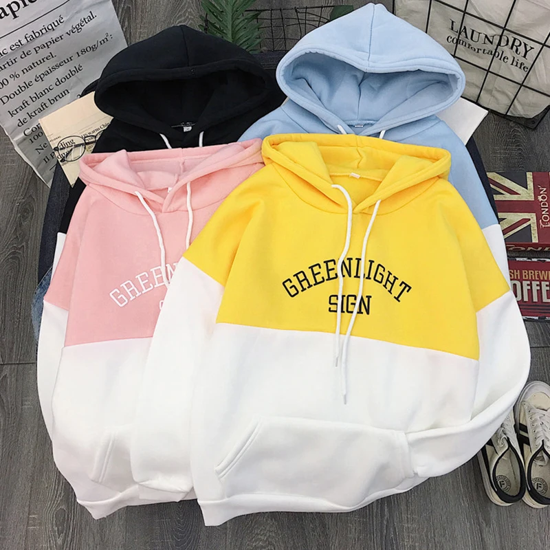 Спортивный костюм с капюшоном, уличная одежда, куртка, топы, Harajuku, Женская толстовка с длинным рукавом, худи, свободные женские толстовки, повседневные