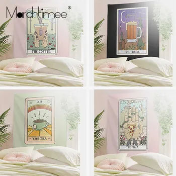 

Coffee Tarot Wall Hanging Tapestry Wine Cat Witchcraft Ouija Large Wall Tapestry Mandala Fabric Boho Decor Wall Cloth Tapestries