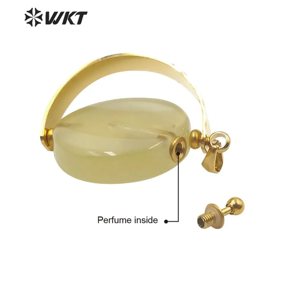 WT-P1503, Модный Круглый Золотой металлический кулон, подвеска в виде бутылочки парфюма