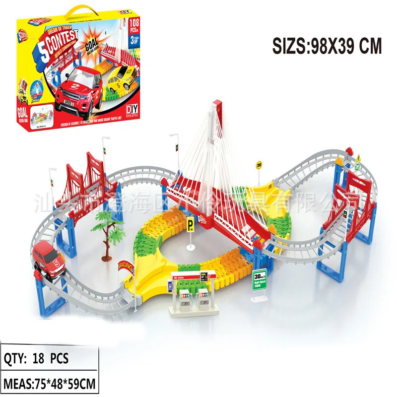 

City Electric Flexible Camera Track Car Assembled Educational DIY Toy Camera Track Car Multilayer Camera Track Race Car Model