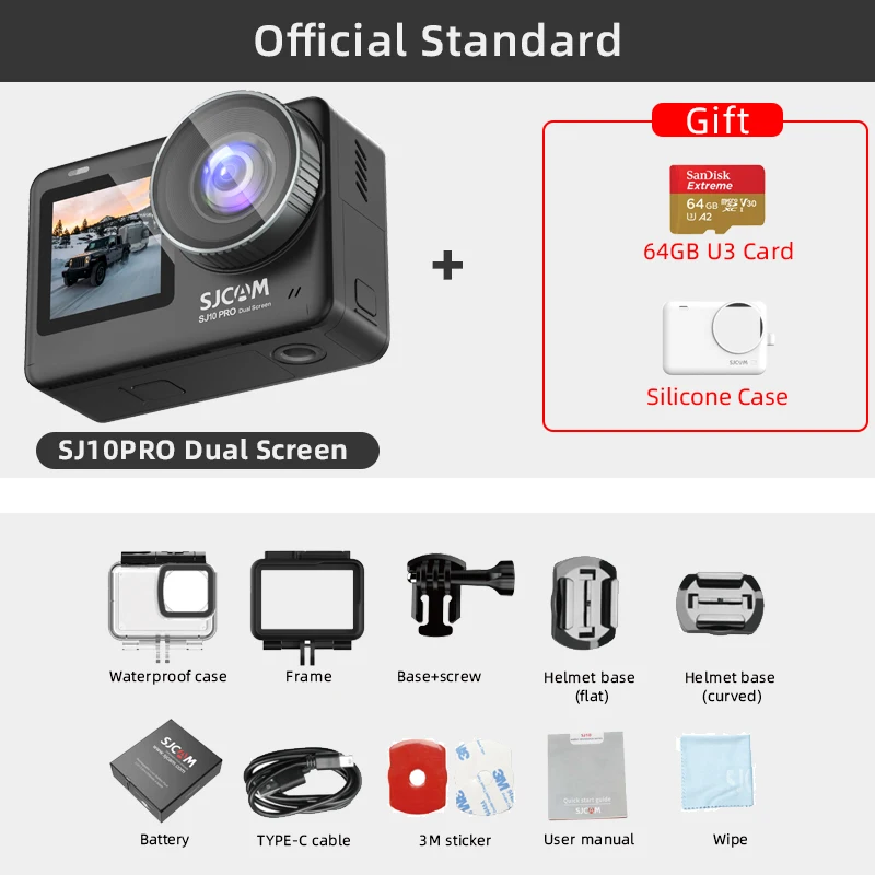 action camera battery life SJCAM SJ10 Pro Dual Screen Action Camera 4K 60FPS WiFi Gyro Anti-shake Ambarella Chip Live Streaming Body Waterproof Sports DV action camera deals Action Cameras