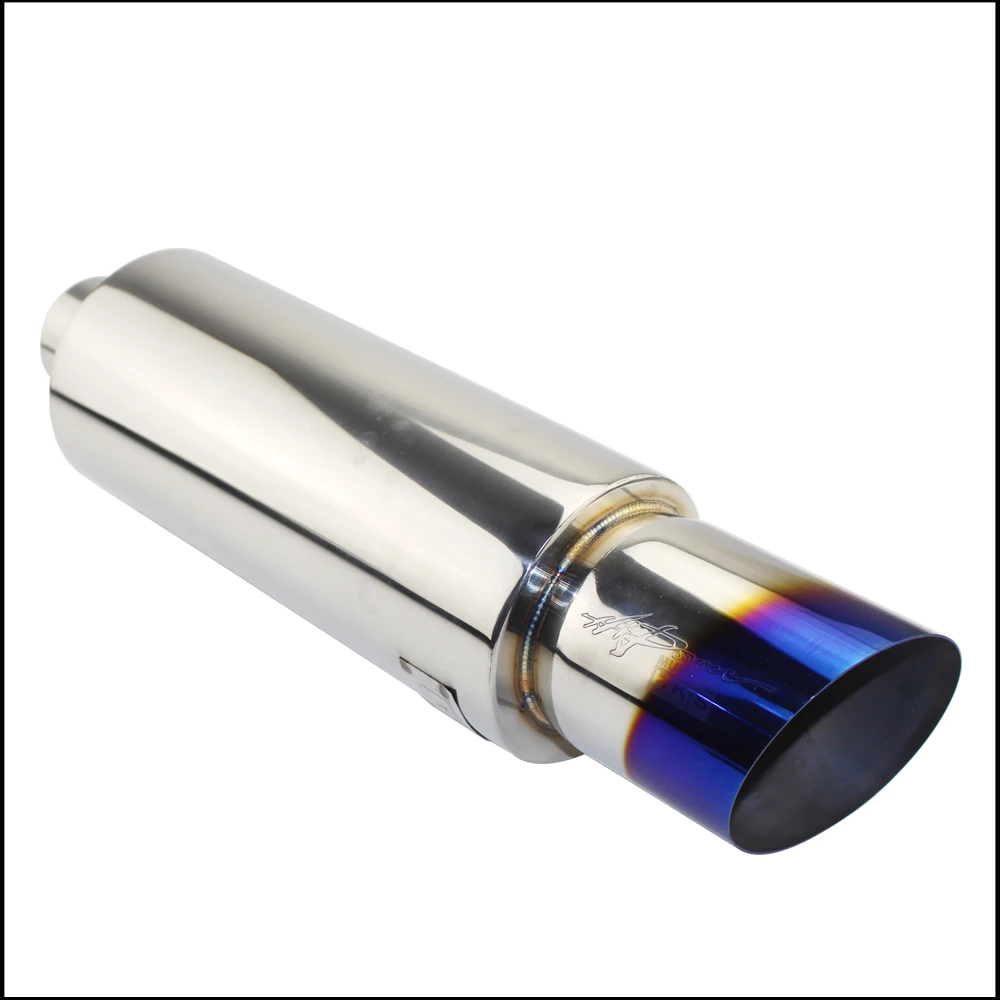 Car Moto Exhaust Systems Muffler Tail Pipe Universal Stainless Steel O.D 63 76 MM Outlet 101mm Bevel Crimping exhaust pipe muffler