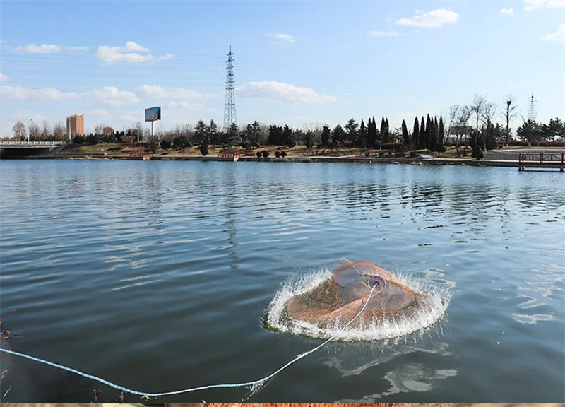 High Strength Small Mesh Casting Fishing Network American 240cm 300cm Diameter Hand Cast Net Fishing Tools (14)