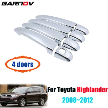 

For Toyota Highlander Kluger XU40 2008~2012 Chrome Door Handle Cover Car Accessories Stickers Trim Set 2009 2010 2011