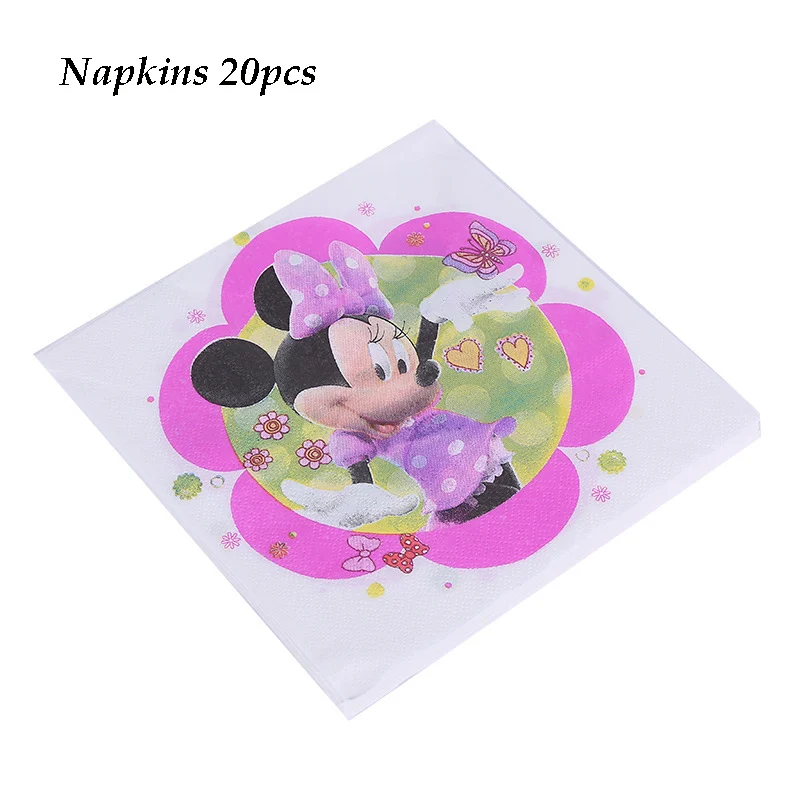 Napkin 20pcs Минни Маус День Рождения украшения детские одноразовые скатерти чашки тарелки подарок пользу красная посуда baby shower событие девушка - Цвет: Napkin 20pcs