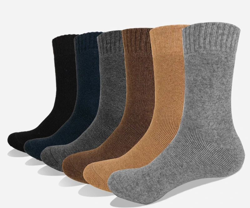 VERIDICAL 43% шерстяные носки мужские Осень Зима теплые высокое качество 6 пар/Лот Meias классический ретро узор толстые хлопковые счастливые носки - Цвет: Многоцветный