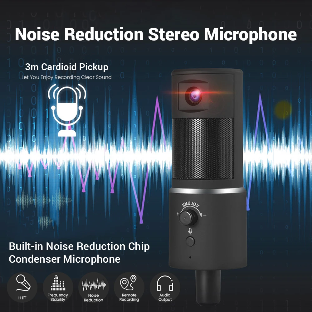 

Professional Condenser Microphone with 1080P Webcam USB Microphone for PC Computer Gaming microfone for YouTube Streaming studio
