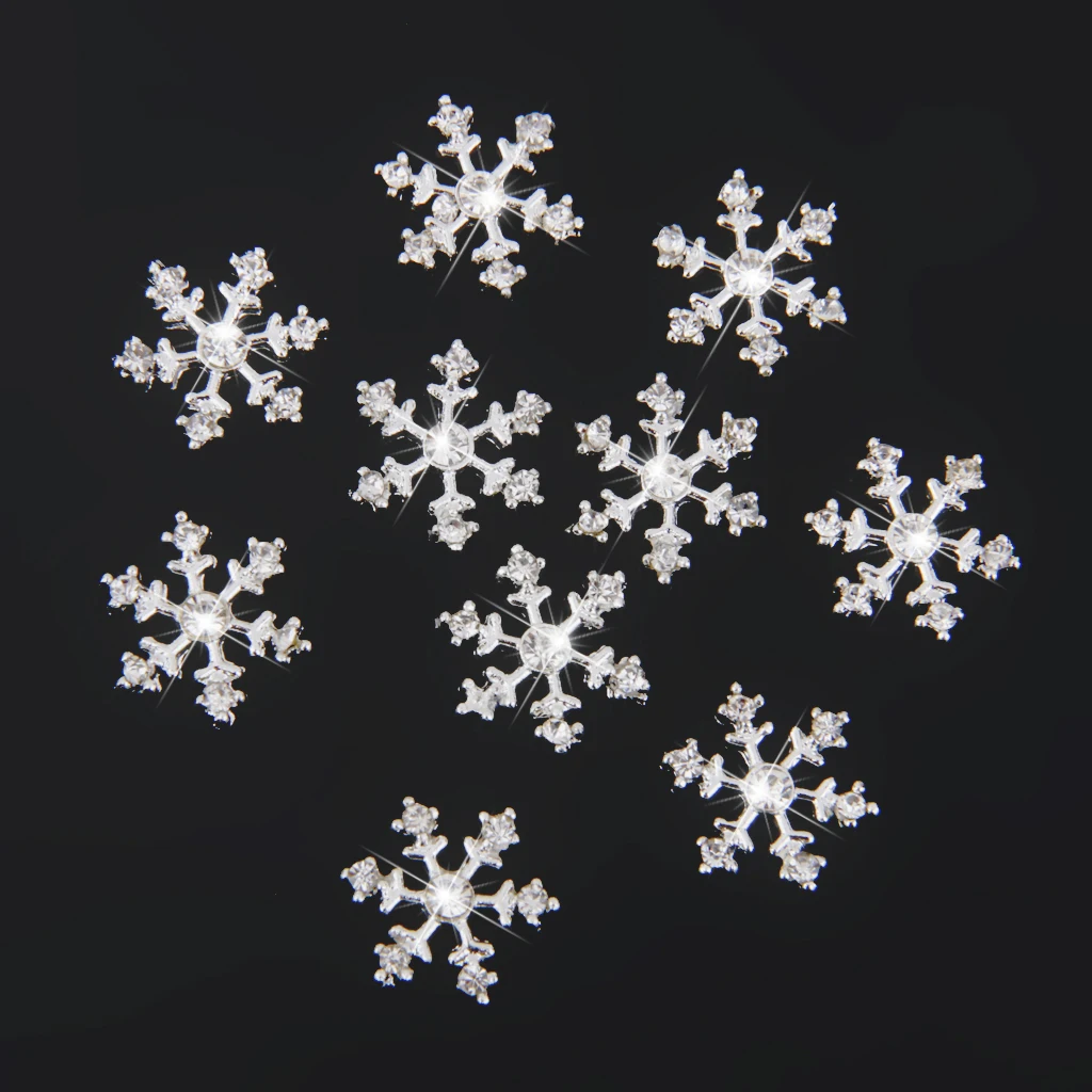10x 14mm Crystal SnowFlake Buttons Flatback for Scrapbooking Hair Bow Crafts