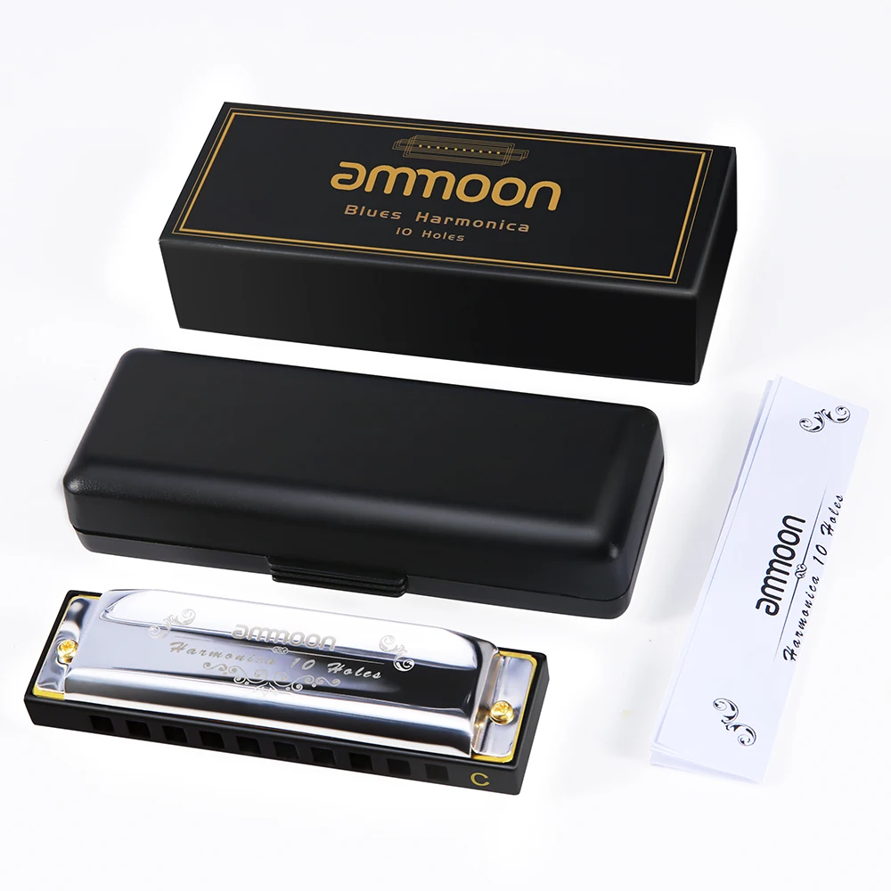 Ammoon 10 отверстий 20 тонов Блюз гармоника Губная гармошка Ключ C с футляром для хранения для детей начинающих студентов музыкальный подарок