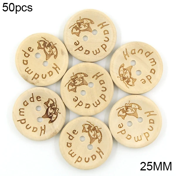 50Pcs Handmade With Love Wood Buttons Natural Color Yarn Pattern Round  Sewing Button For Clothes Scrapbooking Gifts - AliExpress