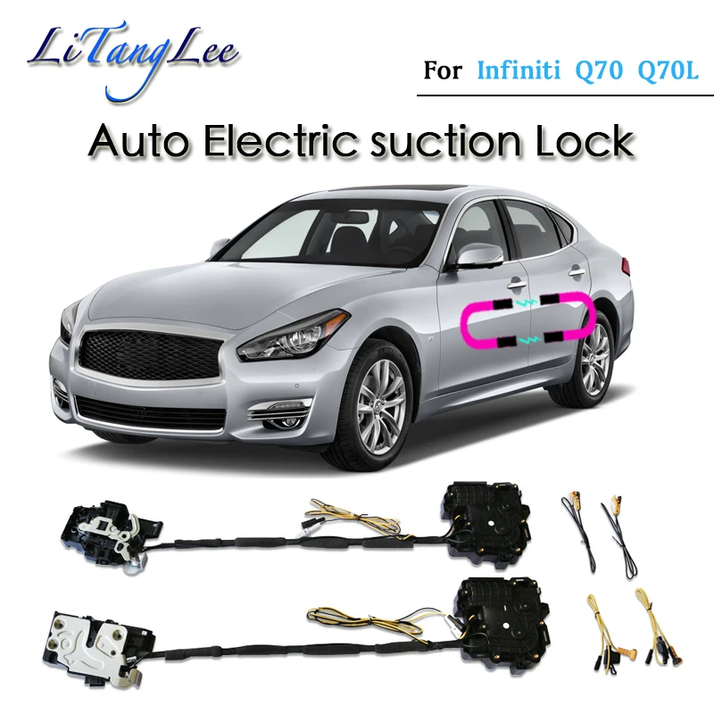 Per Infiniti Q70 Q70L 2015 ~ 2019 Car Soft Close Door Latch Pass Lock Attuatore Auto Assorbimento Elettrico Aspirazione Silenzio Più Vicino