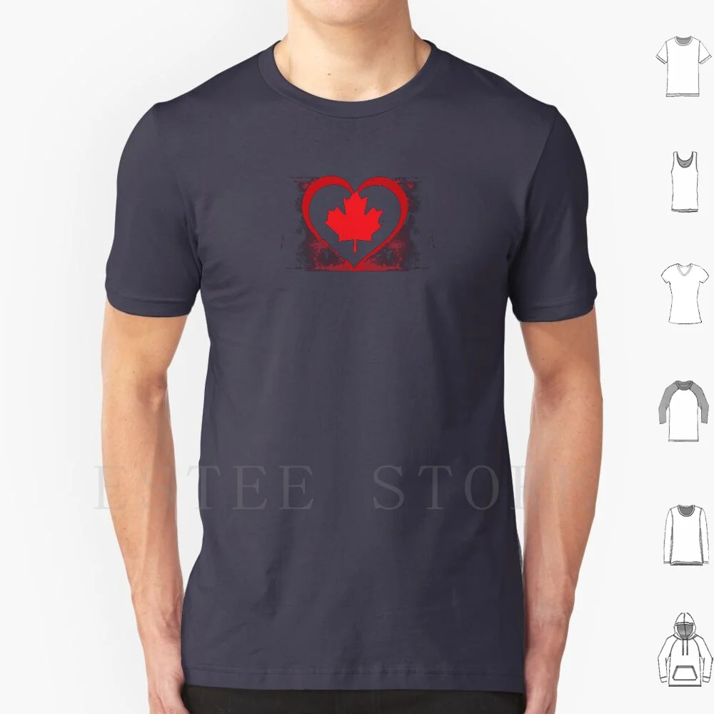 Foglia D'Acero Bandiera Canadese Cuore T Shirt Cotone Uomo Stampa Fai Da Te Canada Foglia D'Acero Canadese Foglia Rossa Simbolo Snowbird Goose Pride