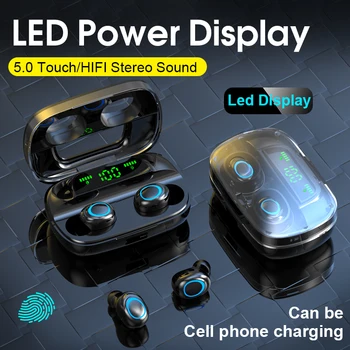 

5.0 Touch Mini Led Display Sports Wireless Bluetooth Earphone Play Time 5 Hours Earplug Streamer Touch To Answer The Phone.