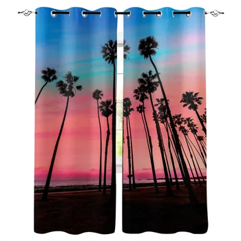 

Beach Scenery Coconut Trees Window Curtains Home Decor Bedroom Kitchen Curtain Panel Curtains for Living Room