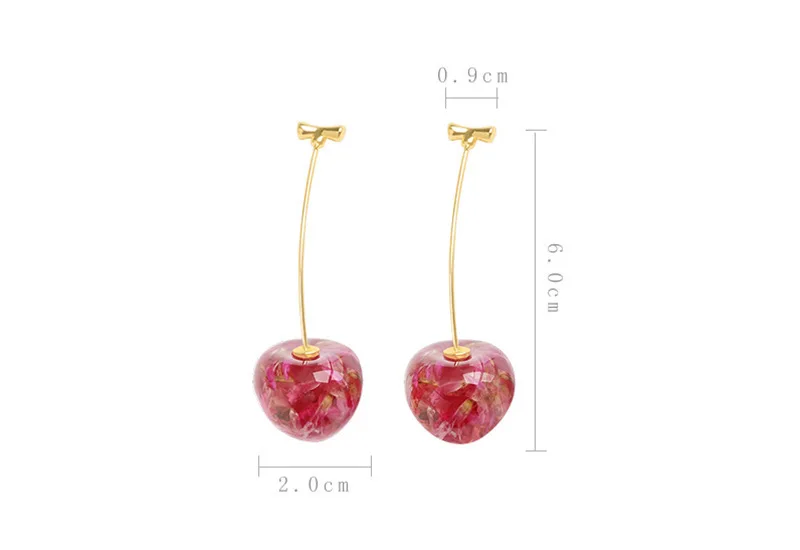Korean Sweet Cherry Earrings Long statement Earrings for Women Acrylic Resin Colorful Fruit Dangle Earring Red Blue Pink Cherry