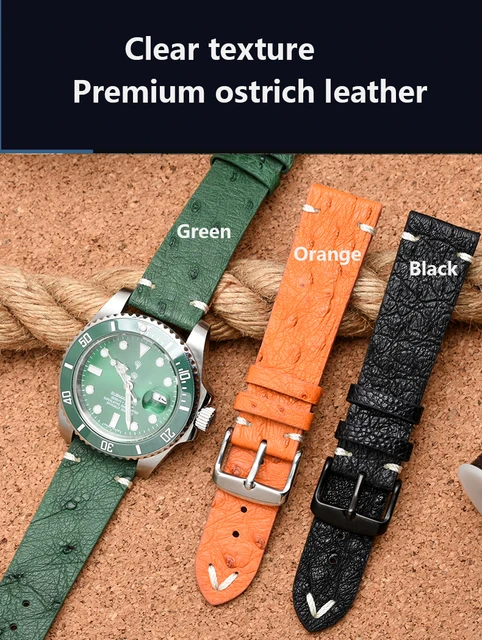 Ostrich legs leather watch straps/ Orange color/ handmade to order in  Finland