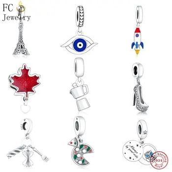 

FC Jewelry Fit Original Brand Charm Bracelet Bangle 925 Sterling Silver Travel Coffee Water Bottle Beads Making Berloque 2019