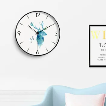 

Nordic Style Super Quiet Living Room Wall Clock Creative Bedroom Wall Painting Decorative Clocks Fashion Deer European