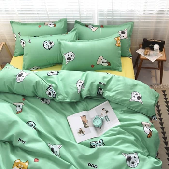 

bedding set duvet cover + flat sheet + pillowcase AB side single full queen king family size No quilt