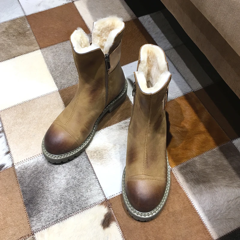 Зимние ботильоны из овчины женские зимние ботинки botas Mujer коллекция 2020 года