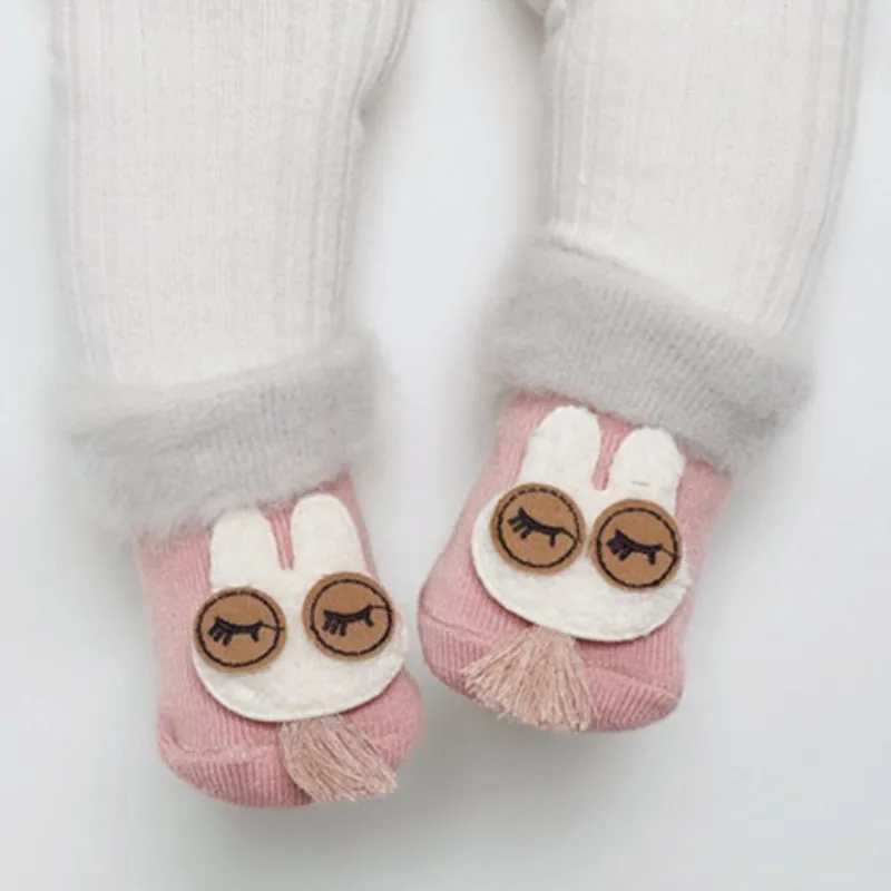 Теплые зимние носки для малышей толстые махровые носки унисекс милые носки для новорожденных с объемным рисунком Детские аксессуары для детей от 0 до 3 лет - Цвет: Розовый