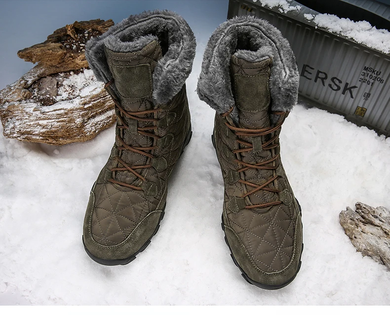 Брендовые классические мужские зимние ботинки очень теплые мужские ботильоны на меху Водонепроницаемая Нескользящая походная обувь мужская Осенняя базовая обувь г