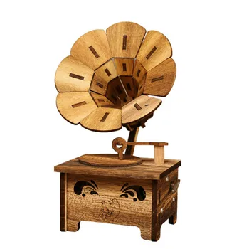 

Gramophone Wooden Music Box DIY Mechanism For Musical Box Wood Hand Crank Music Boxes Pozytywka Decoracion Vintage Hogar II50YYH