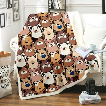 

Cartoon Cat Dog On Blanket Thick Lamb Wool Fleece Blanket Winter Bed Blankets Bedspread Kid Sofa Warm Throw Blankets Bed Cover