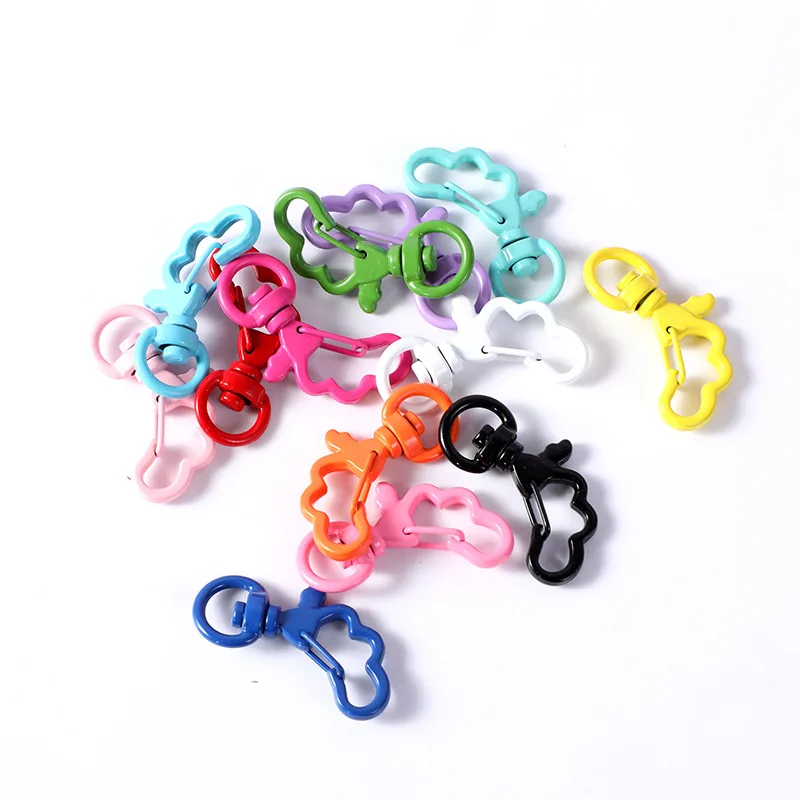10pcs Metal Painted Colorful 34x21mm Rotatable Lobster Clasp Clouds Shape Hook Keychain Connectors for DIY Jewelry Making Crafts | Украшения