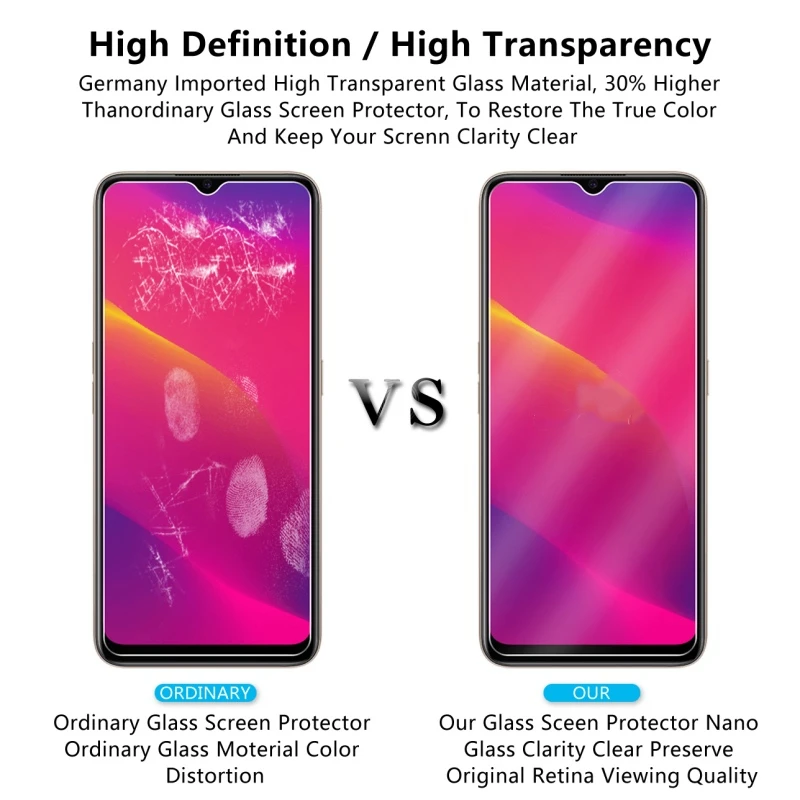 2PCS For Tempered Glass Oppo A5 2020 Screen Protector 9H Protective Glass For Oppo A5 2020 3