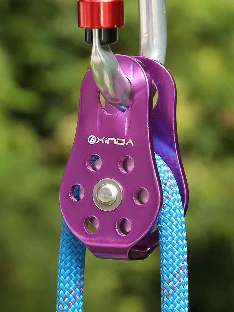XINDA Rock Climbing Pulley Fixed Sideplate Single Sheave Pulley Outdoor Survival Tool High Altitud Traverse Hauling Gear 3
