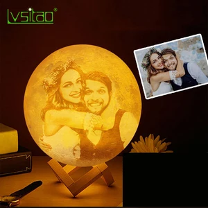 Custom Photo 3d Printing Moon Light Usb Rechargeable Touch Switch Moonlight Night Light Best Gift Home Decoration